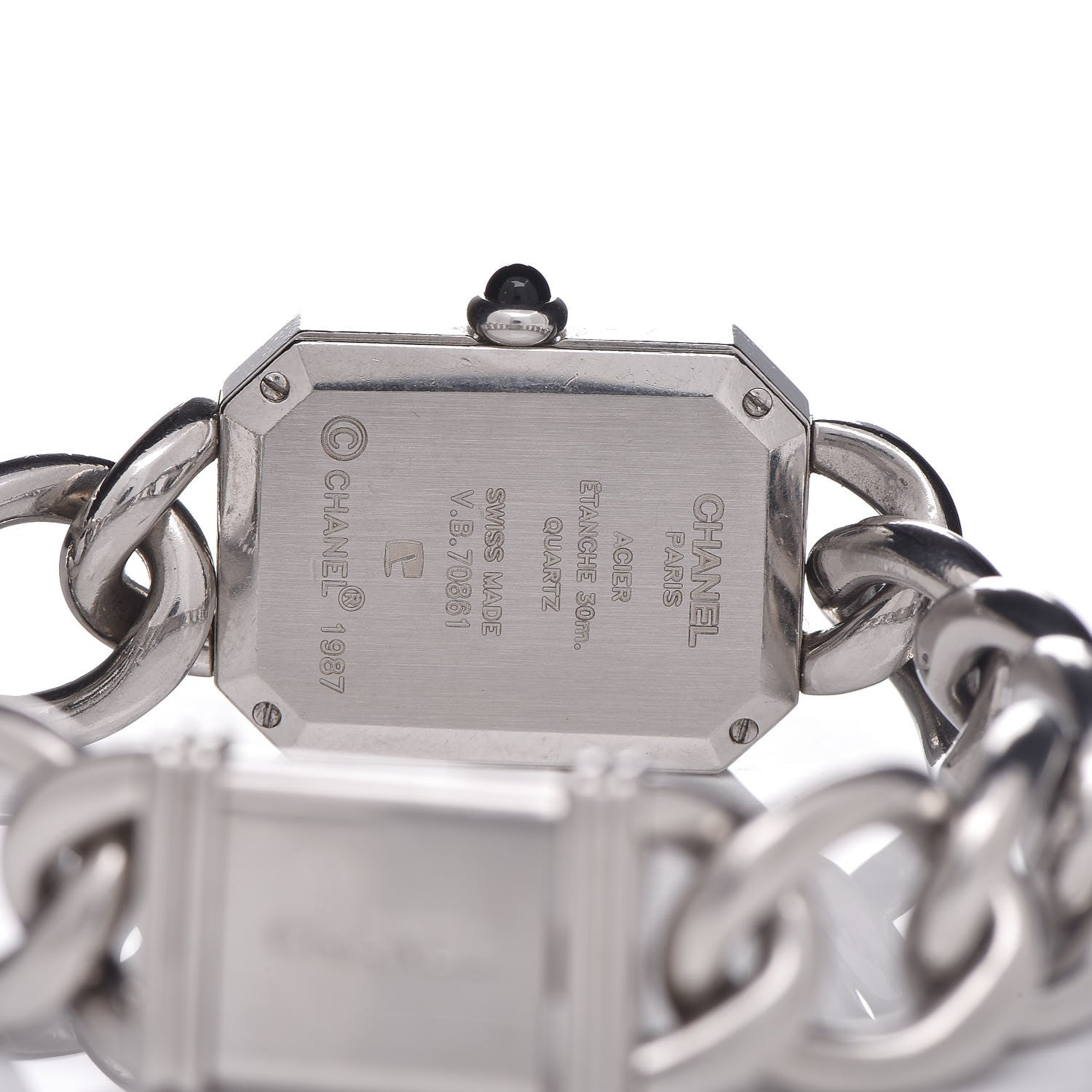 Chanel Stainless Steel 20mm Chain Premiere Quartz Watch Black L 5 of 6