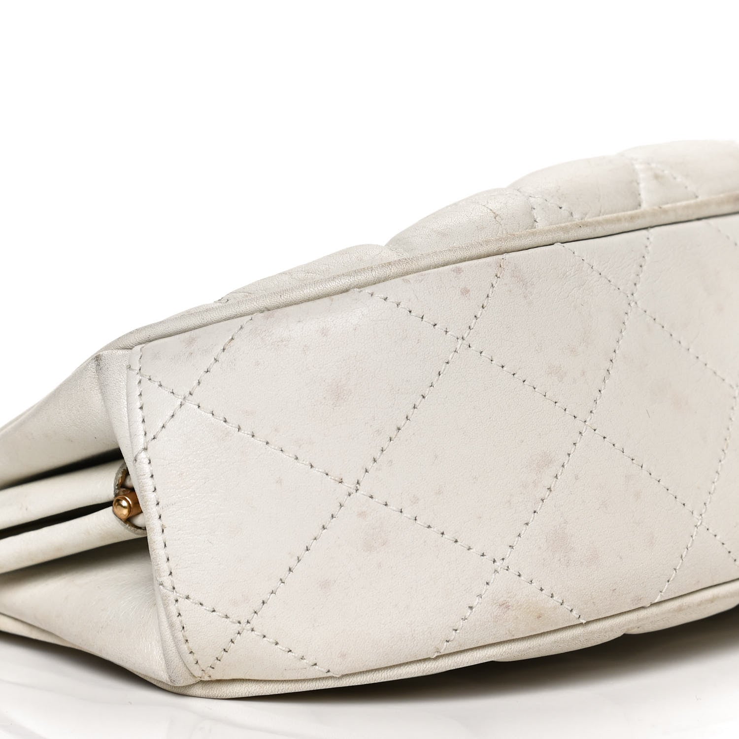 Chanel Lambskin Quilted CC Kiss Lock Evening Clutch White 8 of 9