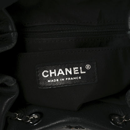Chanel Deerskin Chevron Small CC Chain Bucket Bag Black 7 of 10