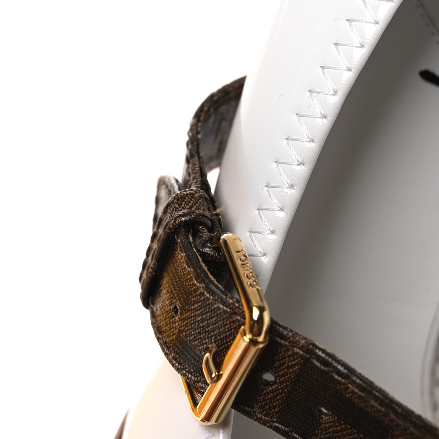 Glossy Neoprene Glazed Fabric FF FFrame Court Mary Jane Pumps 39 White Tobacco Moro