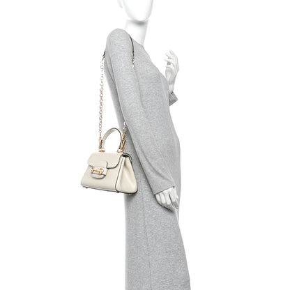 Gucci Glazed Textured Calfskin Mini Horsebit 1955 Top Handle Flap Bag Mystic White 2 of 11
