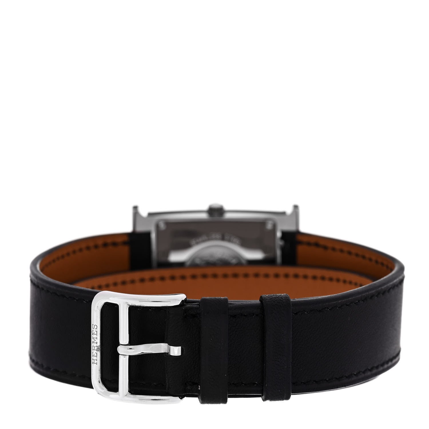 Hermes Stainless Steel Barenia Lacquer 26mm Heure H Hour Quartz Watch Noir 3 of 5