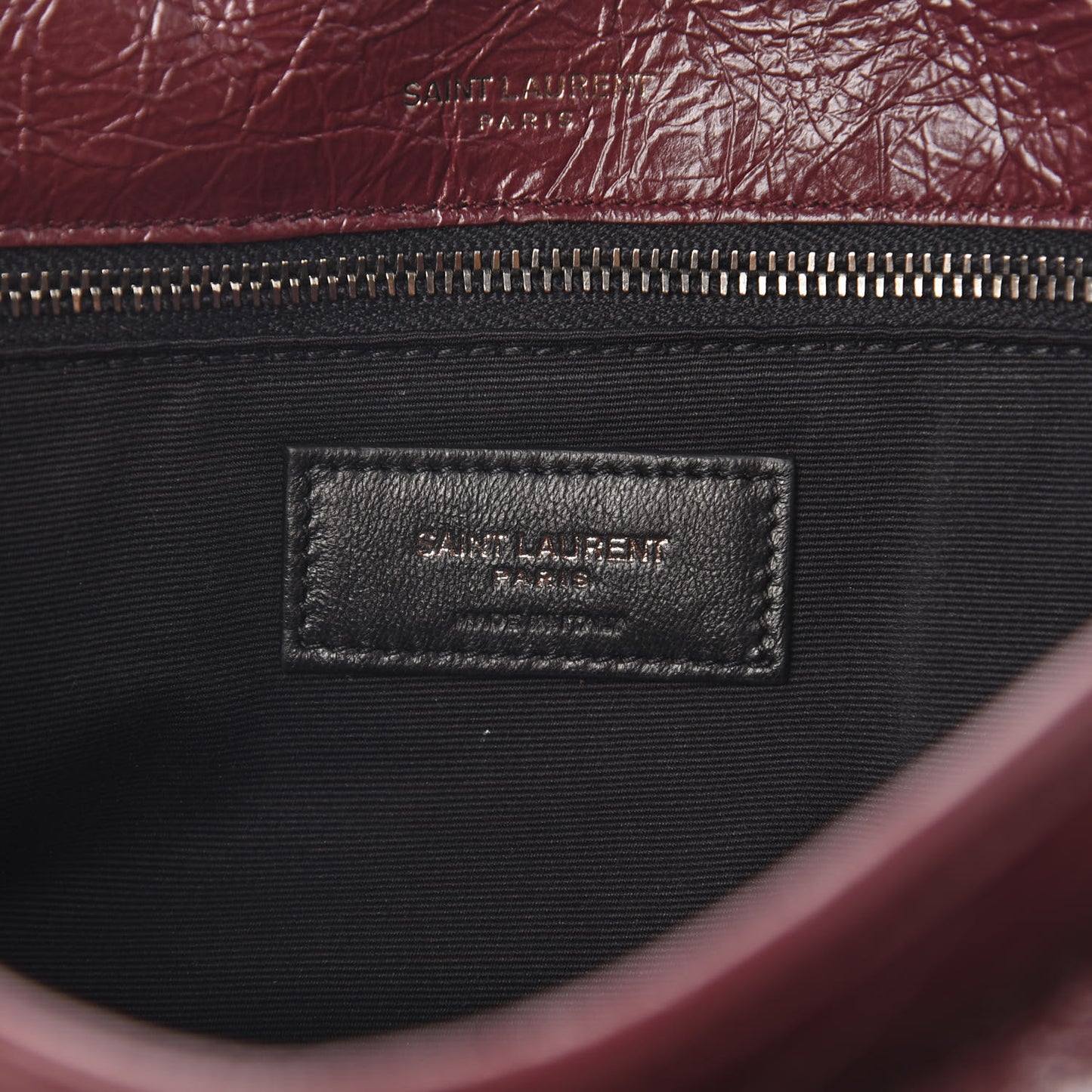 Crinkled Calfskin Matelasse Monogram Medium Niki Chain Satchel Burgundy