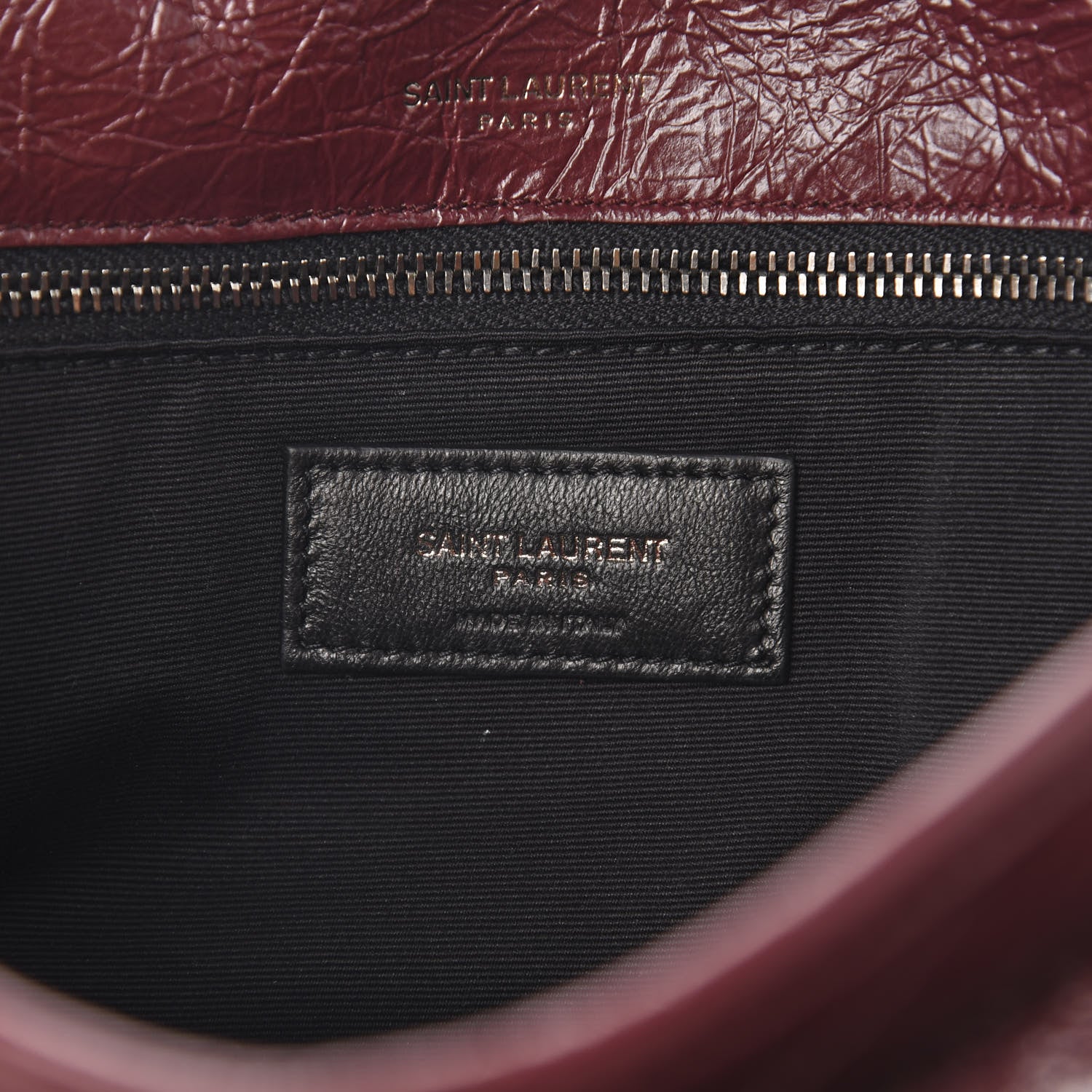 Saint Laurent Crinkled Calfskin Matelasse Monogram Medium Niki Chain Satchel Burgundy 7 of 10