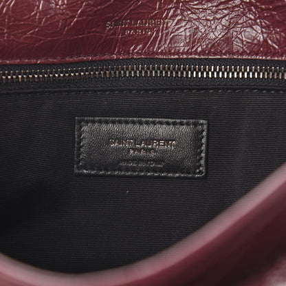 Saint Laurent Crinkled Calfskin Matelasse Monogram Medium Niki Chain Satchel Burgundy 7 of 10