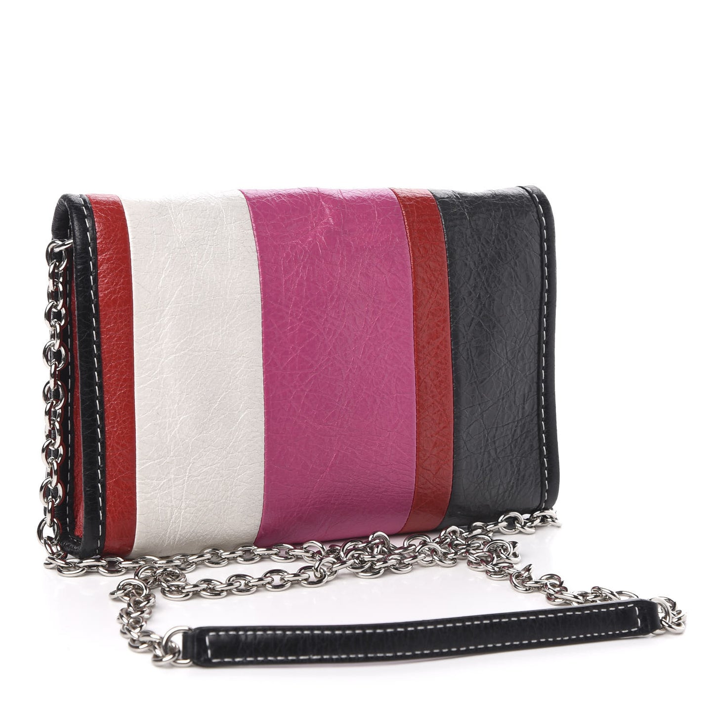 Agneau Arena Multicolore Bazar Chain Shoulder Bag Rose Gris White Black Rouge