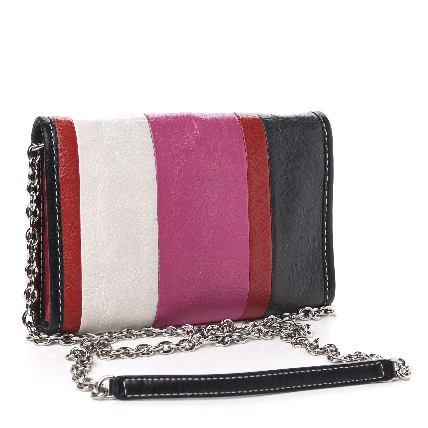 Balenciaga Agneau Arena Multicolore Bazar Chain Shoulder Bag Rose Gris White Black Rouge 3 of 9