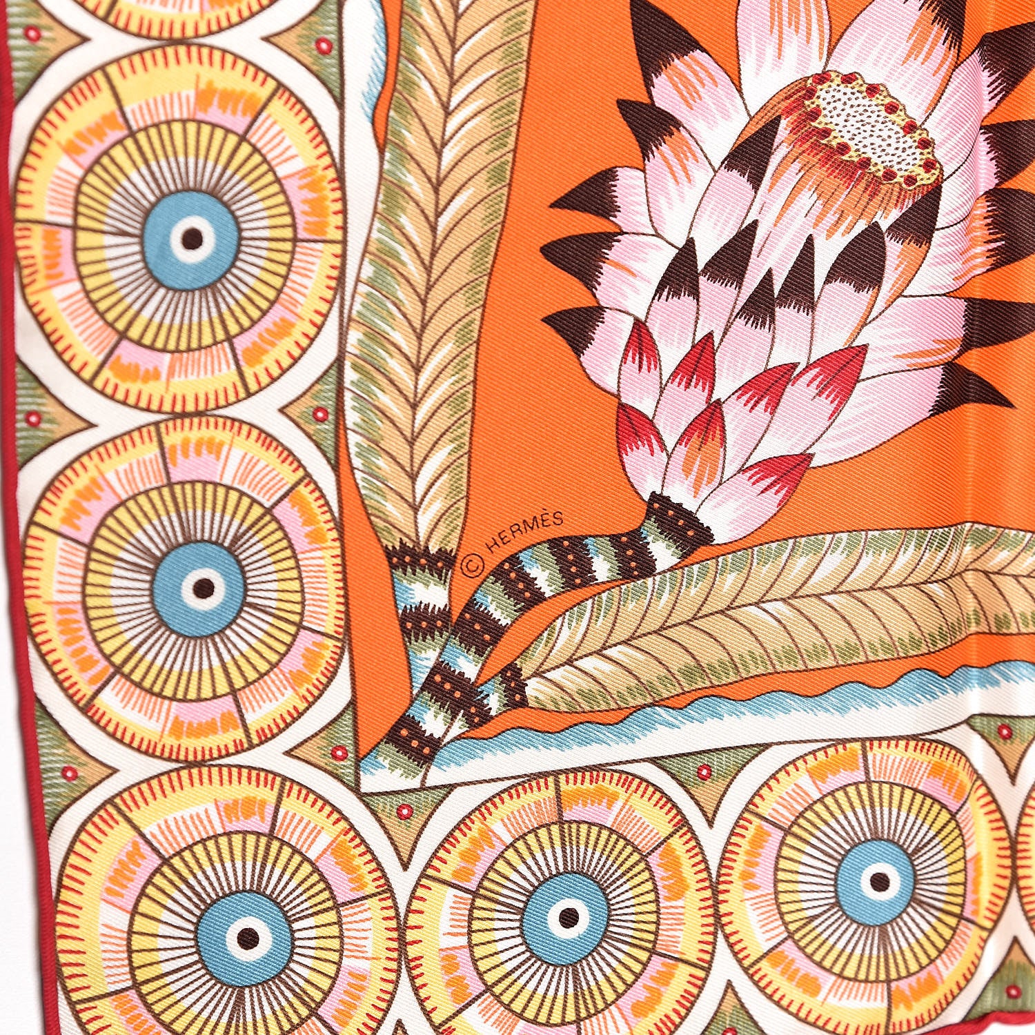 Hermes Silk Savana Dance Scarf 70 Orange Vert Jaune 3 of 4