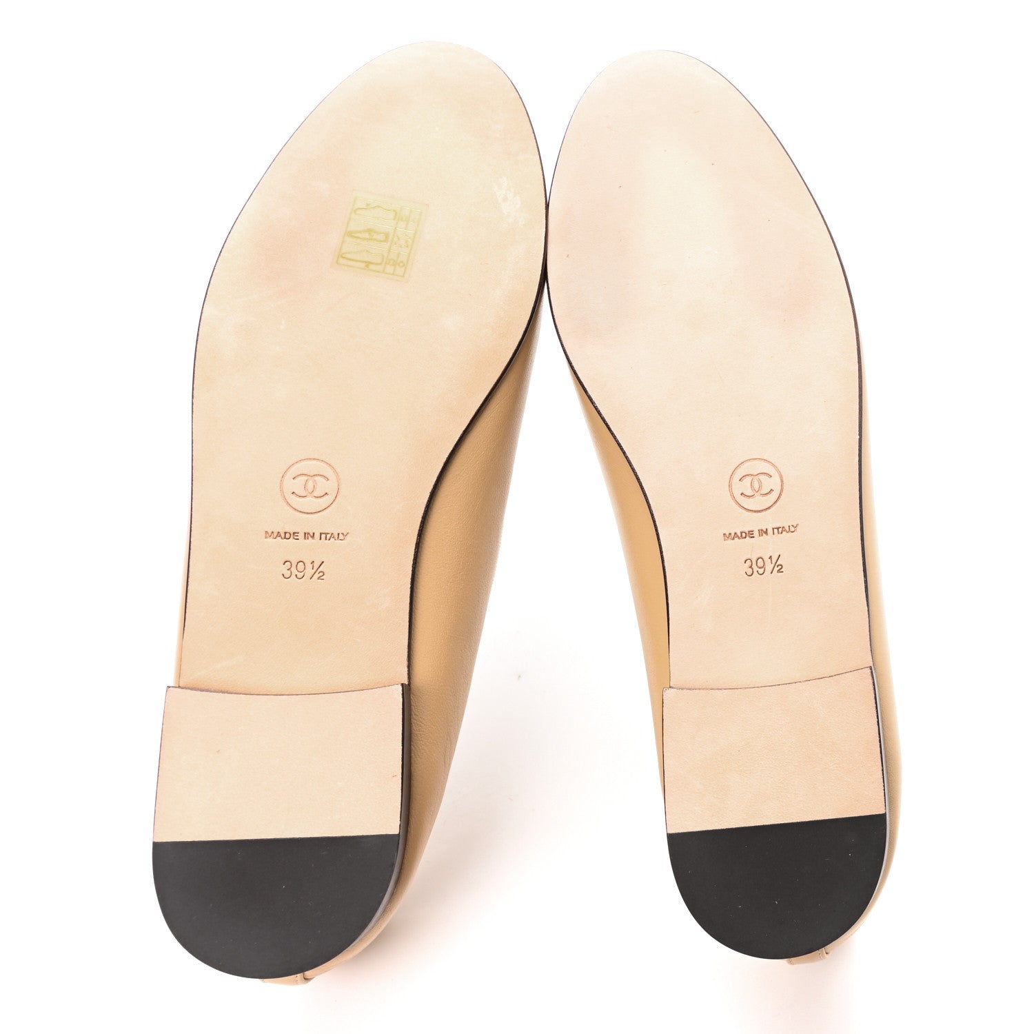 Chanel Lambskin Cap Toe CC Ballerina Flats 39.5 Beige Black 6 of 10