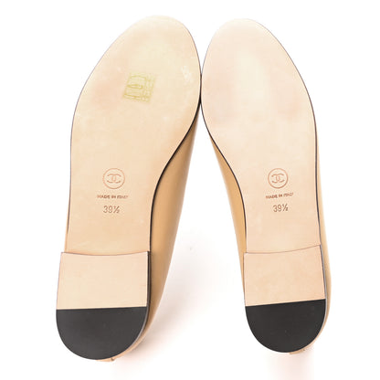 Chanel Lambskin Cap Toe CC Ballerina Flats 39.5 Beige Black 6 of 10