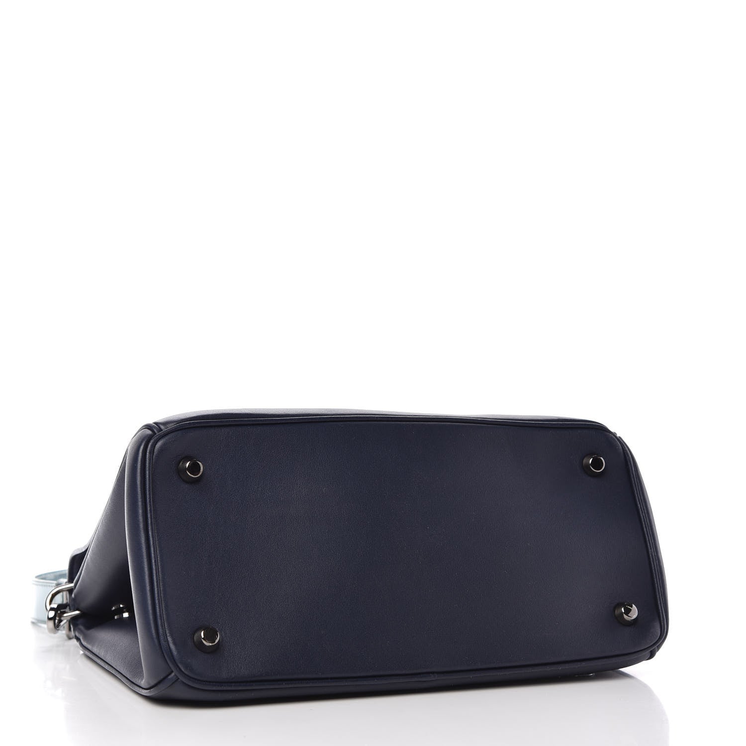Christian Dior Metallic Patent Smooth Calfskin Small Be Dior Flap Navy Light Blue 4 of 9