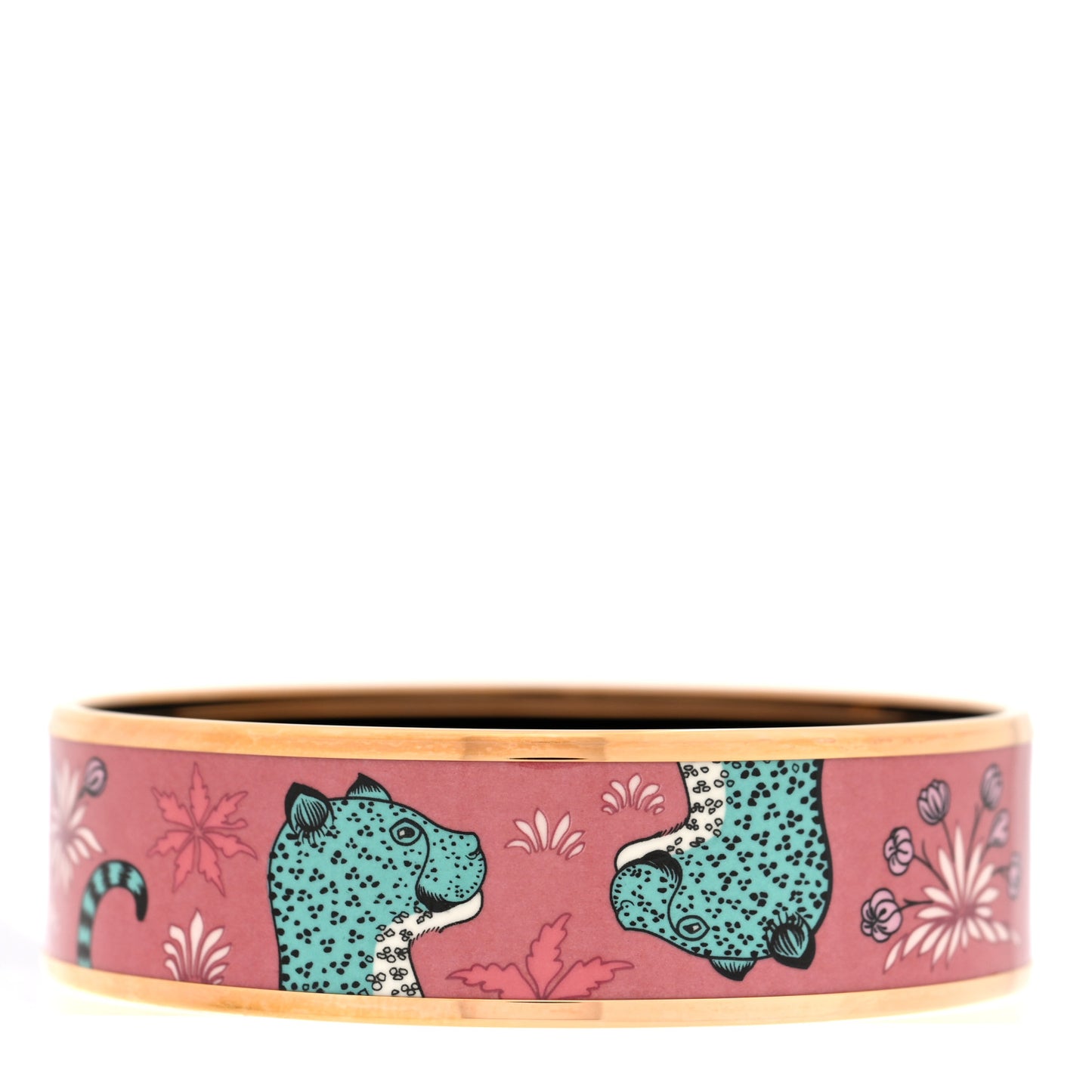 Enamel Printed Wide Les Léopards Bracelet 65 Rose Couture