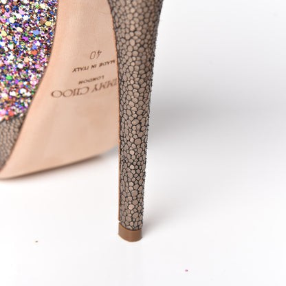 Jimmy Choo Glitter Fabric Vibe Peep Toe Platform Pumps 40 Multicolor 18 of 18