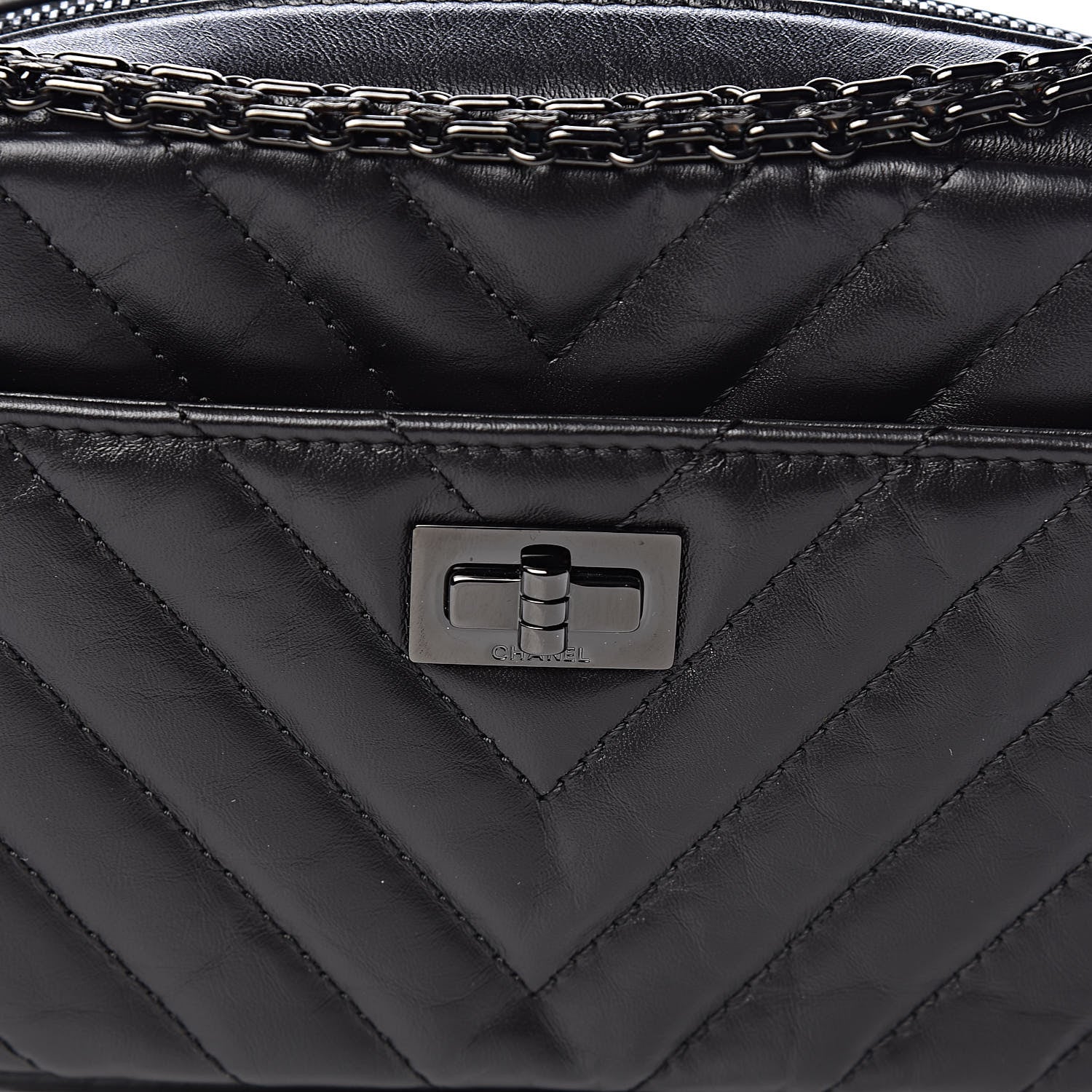 Chanel Aged Calfskin Chevron Mini Reissue Camera Case So Black 8 of 11