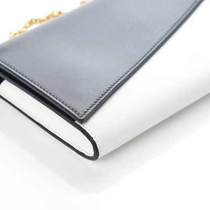 Celine Lambskin Large Diagonal Flap On Chain Black White 5 of 8