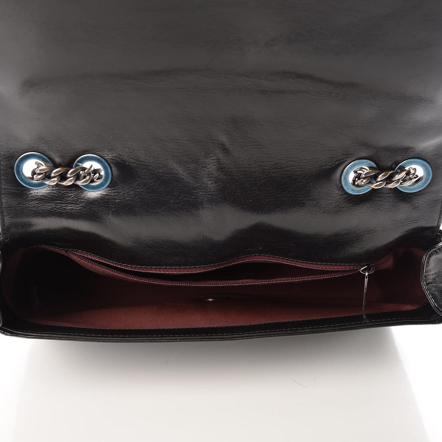 Glazed Calfskin Quilted Medium Coco Boy Flap Black