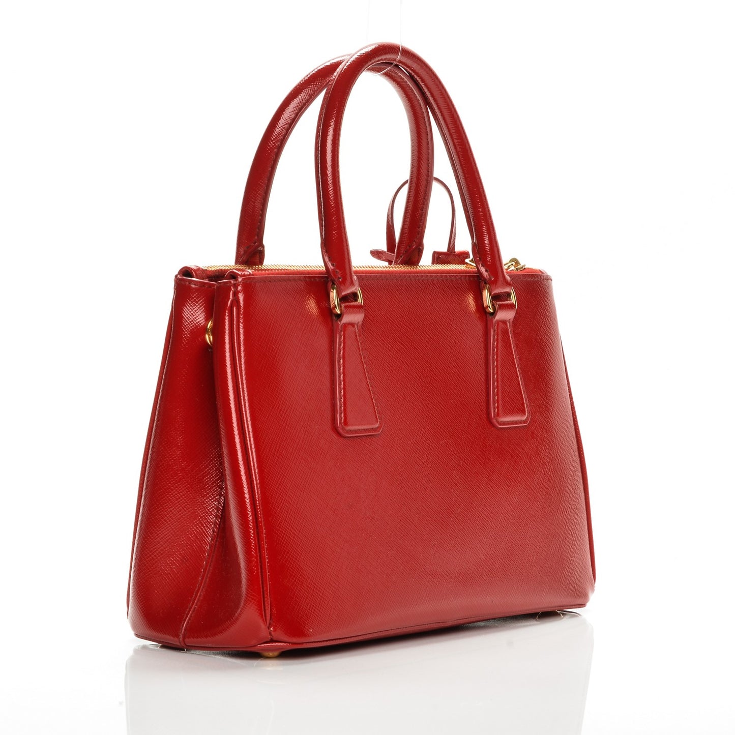 Saffiano Vernice Mini Galleria Double Zip Tote Rosso