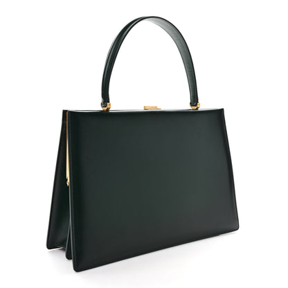 Celine Patina Box Calfskin Medium Clasp Bag Dark Green 3 of 9