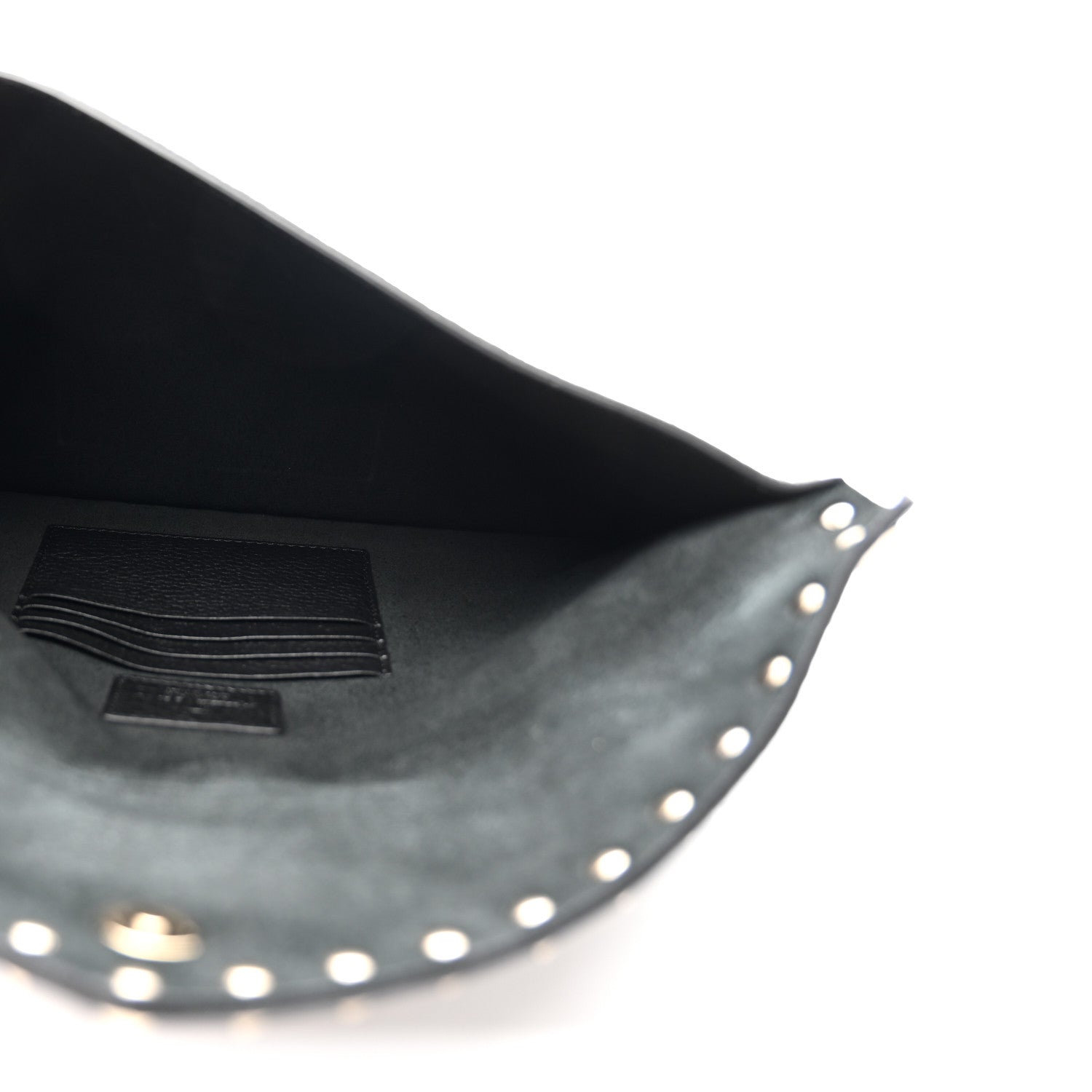 Valentino Garavani Pebbled Calfskin Large Rockstud Envelope Clutch Black 5 of 7