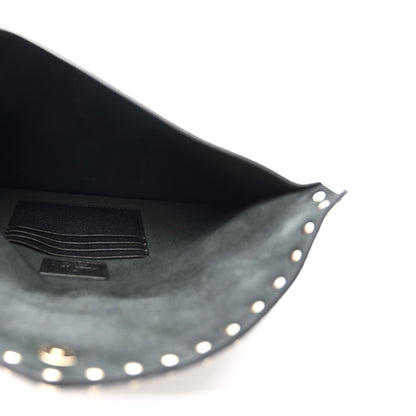 Valentino Garavani Pebbled Calfskin Large Rockstud Envelope Clutch Black 5 of 7