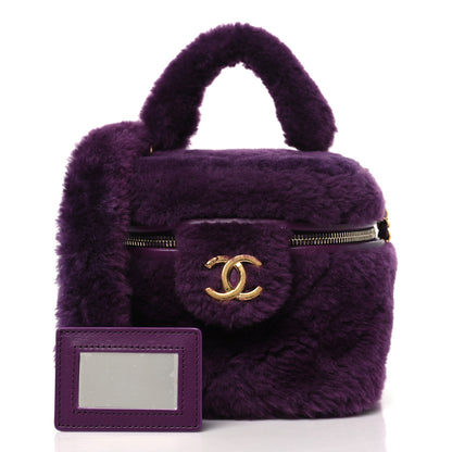 Chanel Shearling Lambskin Quilted Small Vanity Case Purple 3 of 11