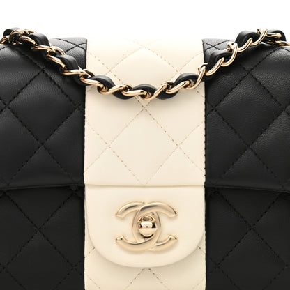 Chanel Lambskin Quilted Mini Rectangular Flap Black White 8 of 10