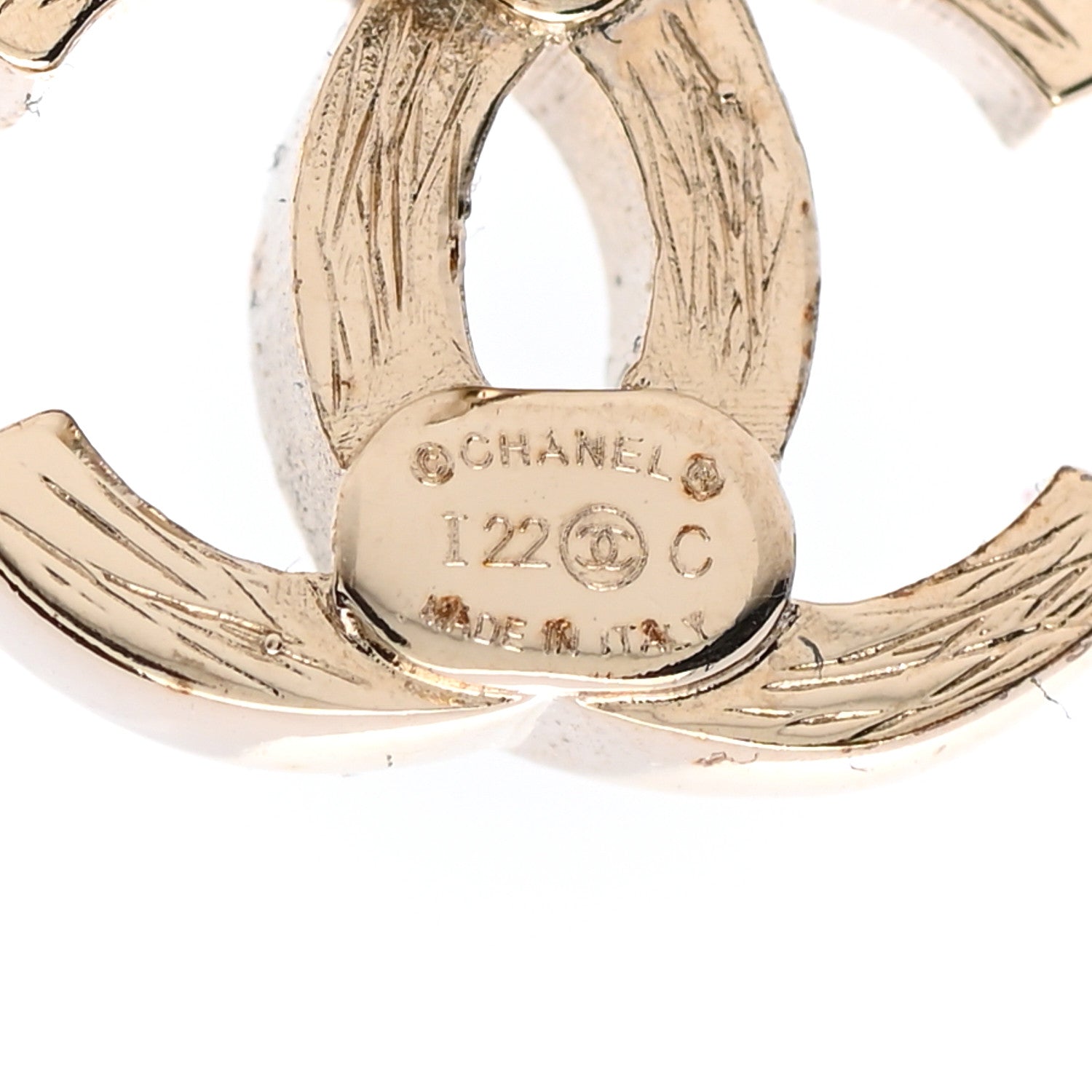Chanel Metal Crystal CC Chain Cuff Earrings Gold 4 of 4