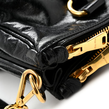 Miu Miu Vitello Shine Top Handle Satchel Black 10 of 11