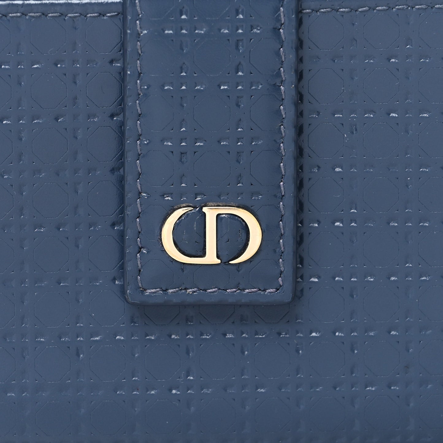 Patent Micro-Cannage Montaigne Gusseted Card Holder Blue