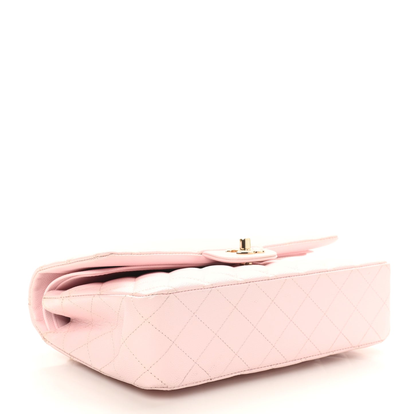 Caviar Quilted Medium Double Flap Light Pink
