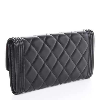 Chanel Lambskin Quilted Boy Flap Wallet Black 3 of 11