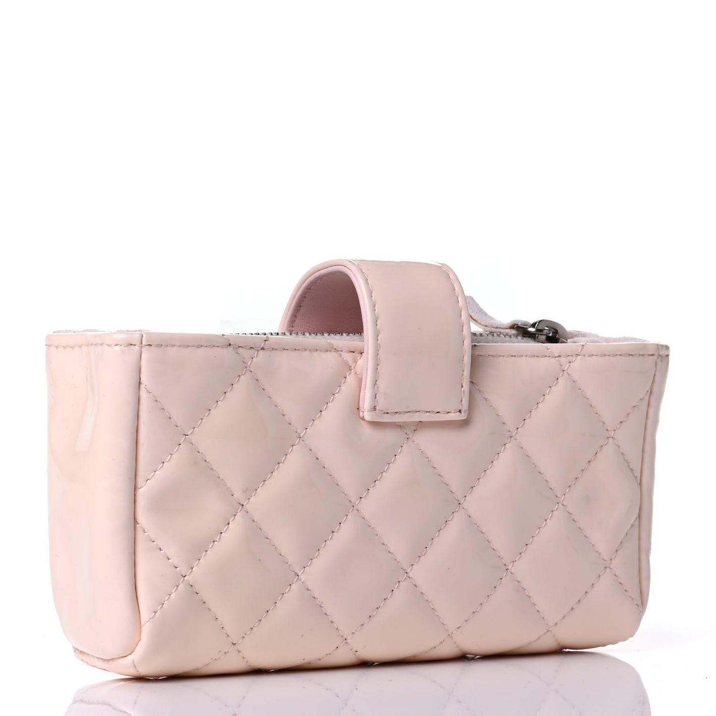 Patent Quilted Mini Phone Holder Clutch Light Pink
