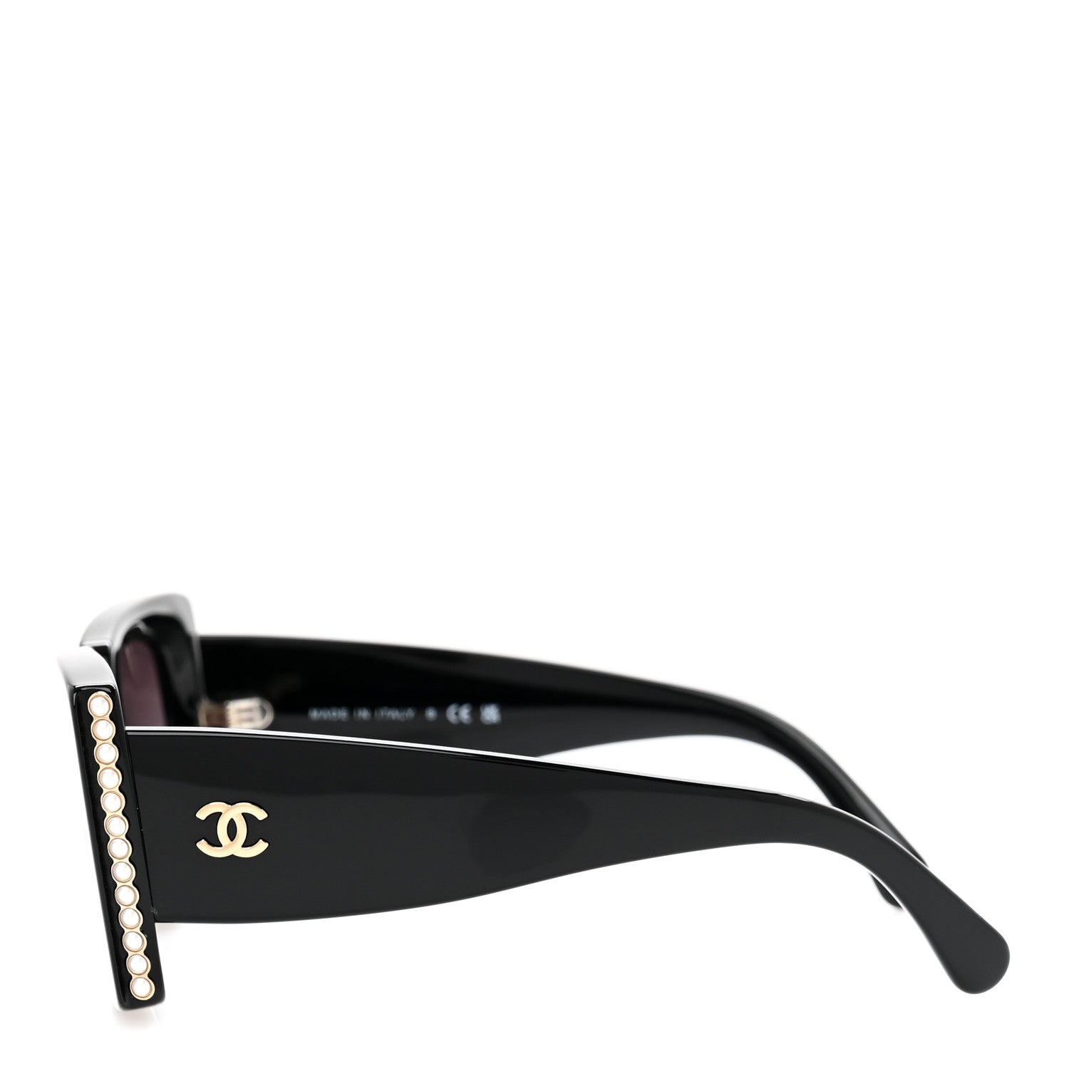 Chanel Acetate Pearl Rectangle Sunglasses 5480-H-A Black 3 of 9