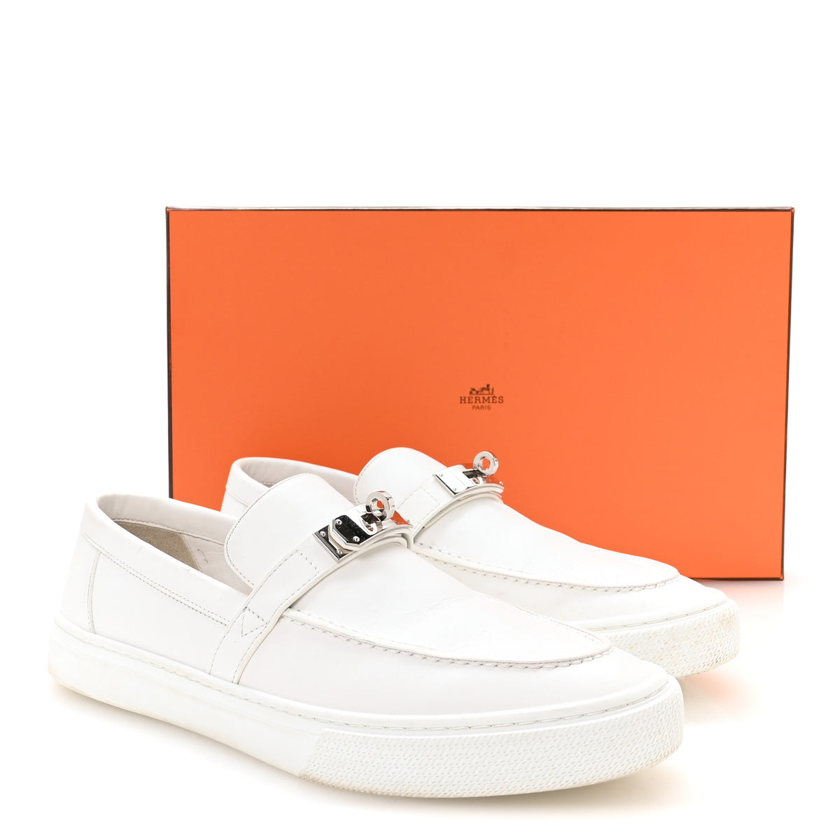 Calfskin Mens Game Slip On Sneakers 42.5 White