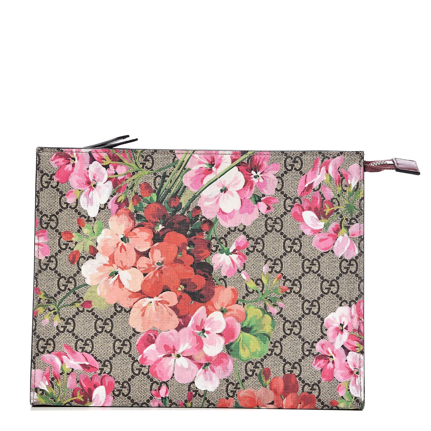 GG Supreme Monogram Blooms Large Cosmetic Case Beige Multicolor Dry Rose