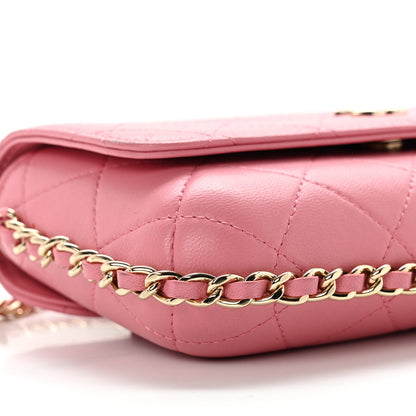 Chanel Calfskin Diamond Stitched Chain Around Flap Phone Holder Dark Pink 9 of 11