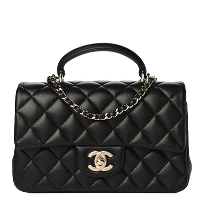 Chanel Lambskin Quilted Mini Top Handle Rectangular Flap Black 1 of 11