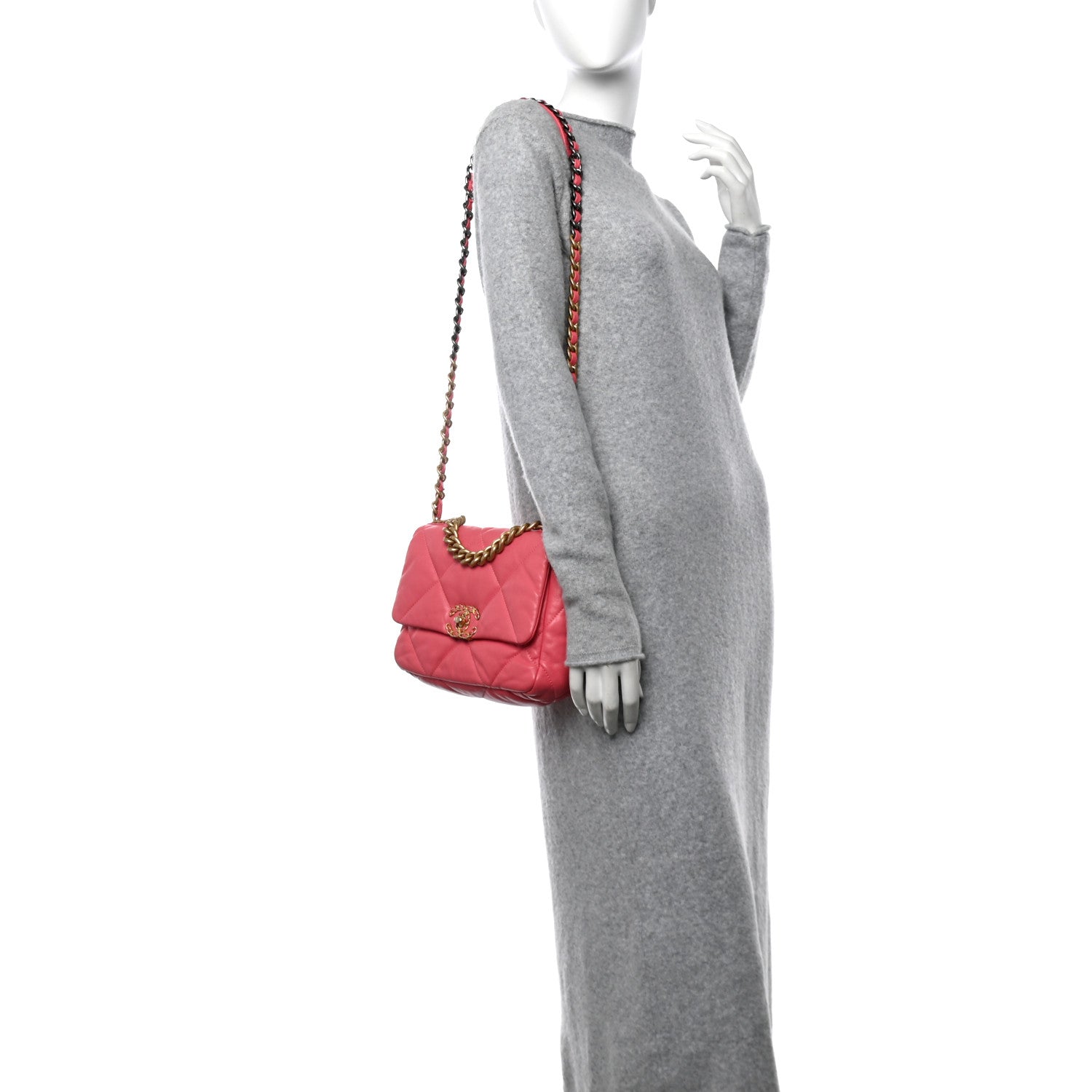 Chanel Lambskin Quilted Medium Chanel 19 Flap Pink 2 of 12