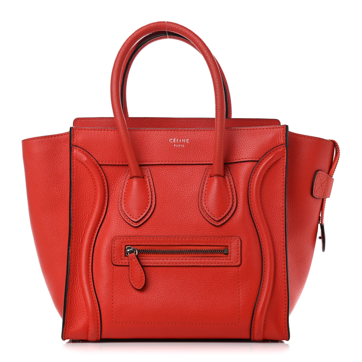 Celine Drummed Calfskin Micro Luggage Coquelicot 1 of 11