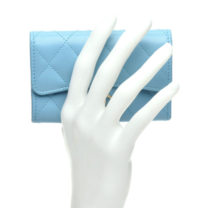 Chanel Lambskin Quilted Flap Card Holder Light Blue 2 of 10