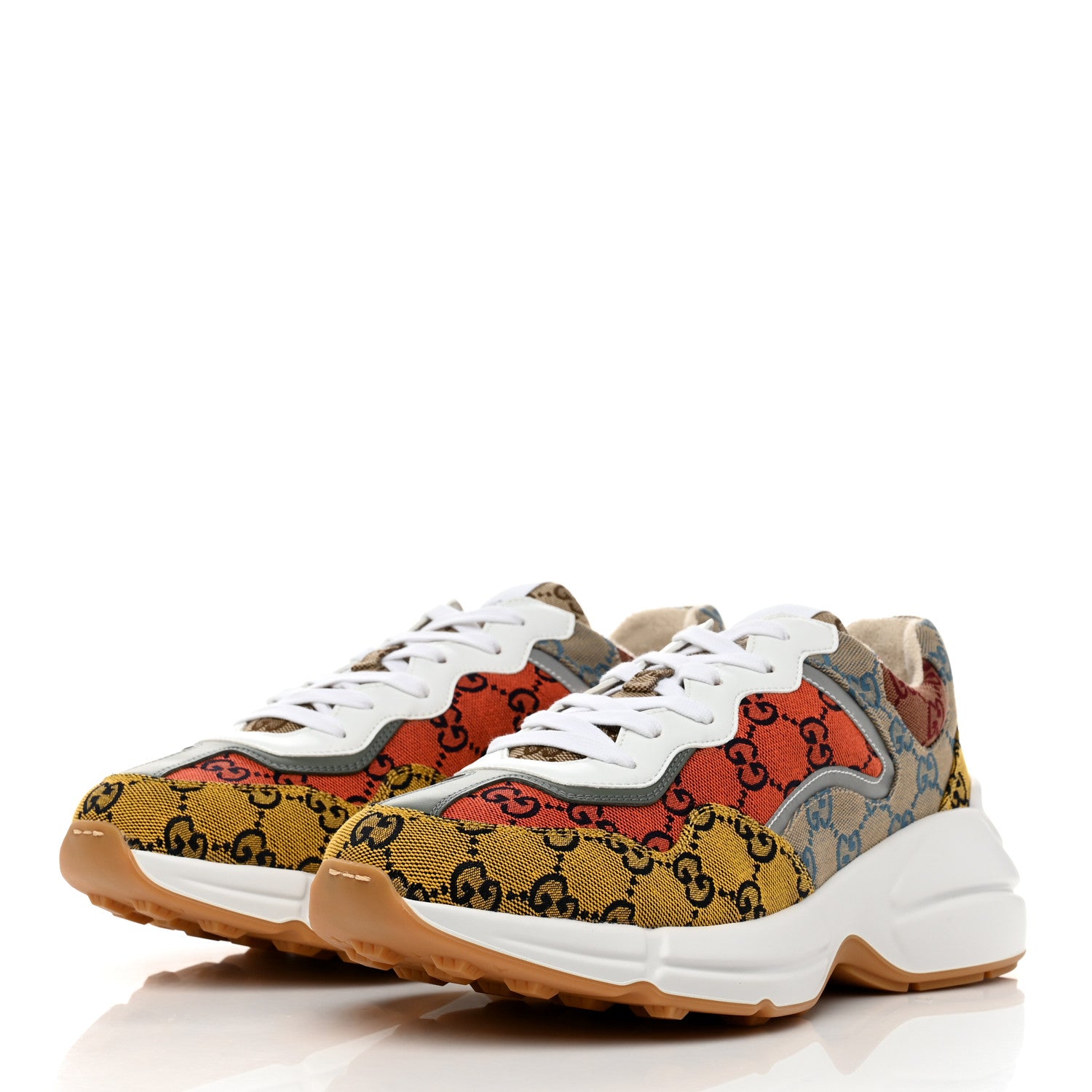 Gucci Monogram Multicolor Mens Rhyton Sneakers 9 Yellow Blue Great White Tabasco 3 of 8
