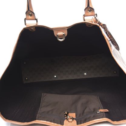 Gucci Calfskin Monogram Web Large Tote Brown 4 of 14