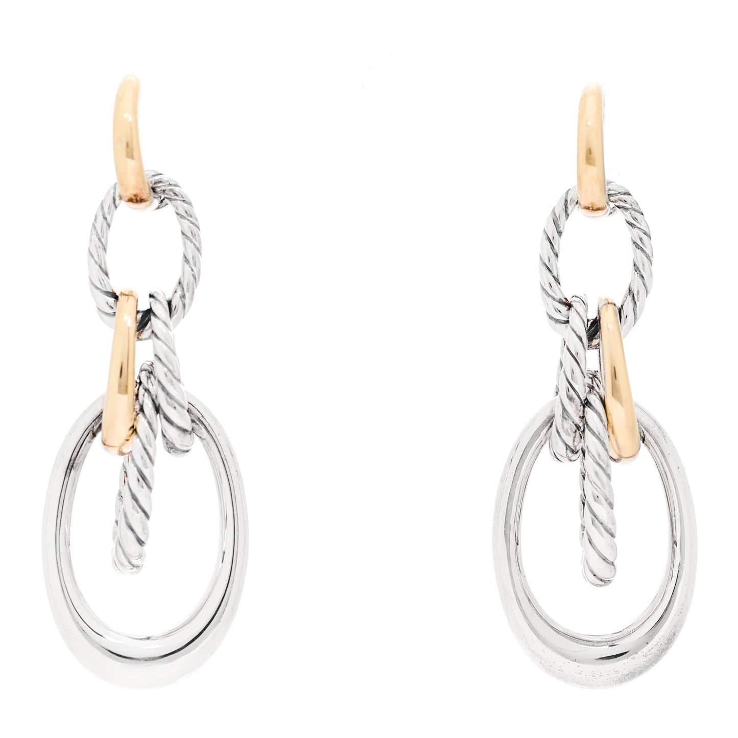 Sterling Silver 18K Yellow Gold DY Pure Form Drop Earrings