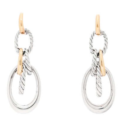 David Yurman Sterling Silver 18K Yellow Gold DY Pure Form Drop Earrings 1 of 4