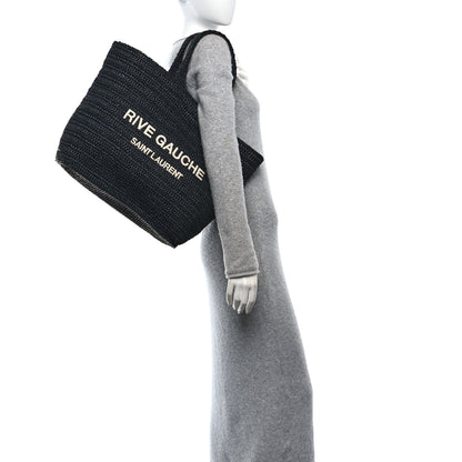 Saint Laurent Raffia Rive Gauche Tote Black 2 of 11