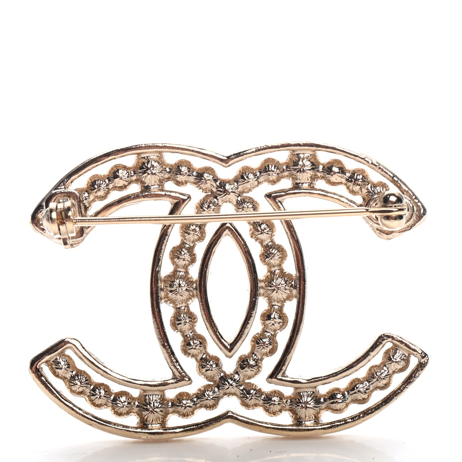 Chanel Pearl Crystal Sparkling Pearls CC Brooch Gold 3 of 3