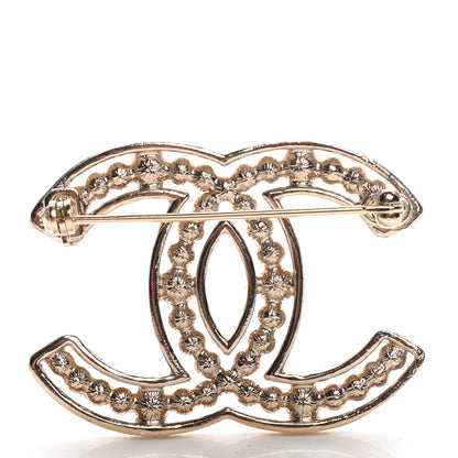 Chanel Pearl Crystal Sparkling Pearls CC Brooch Gold 3 of 3