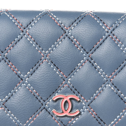 Chanel Lambskin Double Stitch Quilted Flap Card Holder Light Blue 8 of 10