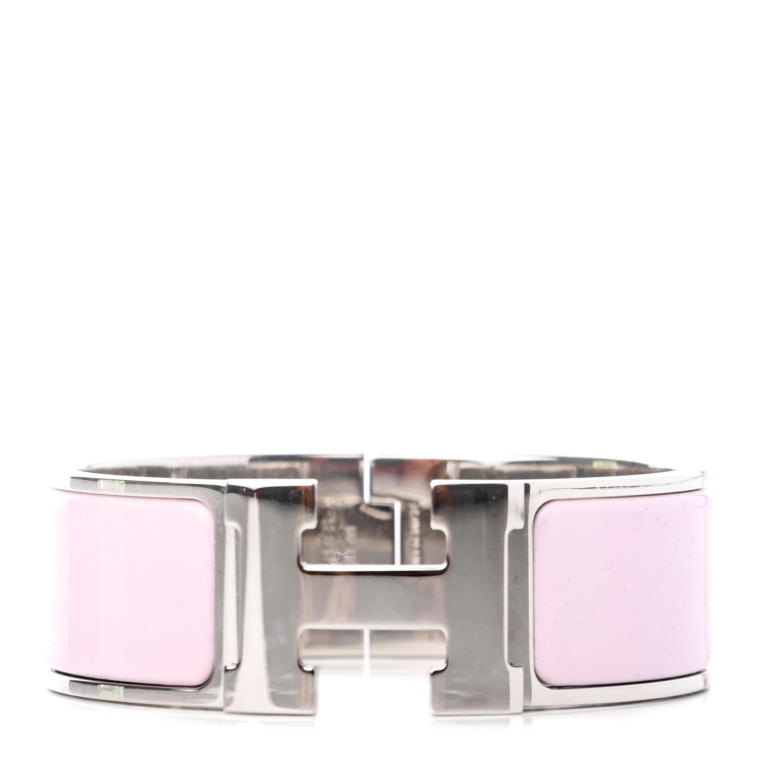 Hermes Enamel Wide Clic Clac H Bracelet PM Rose Dragee 1 of 5