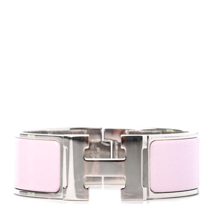 Hermes Enamel Wide Clic Clac H Bracelet PM Rose Dragee 1 of 5